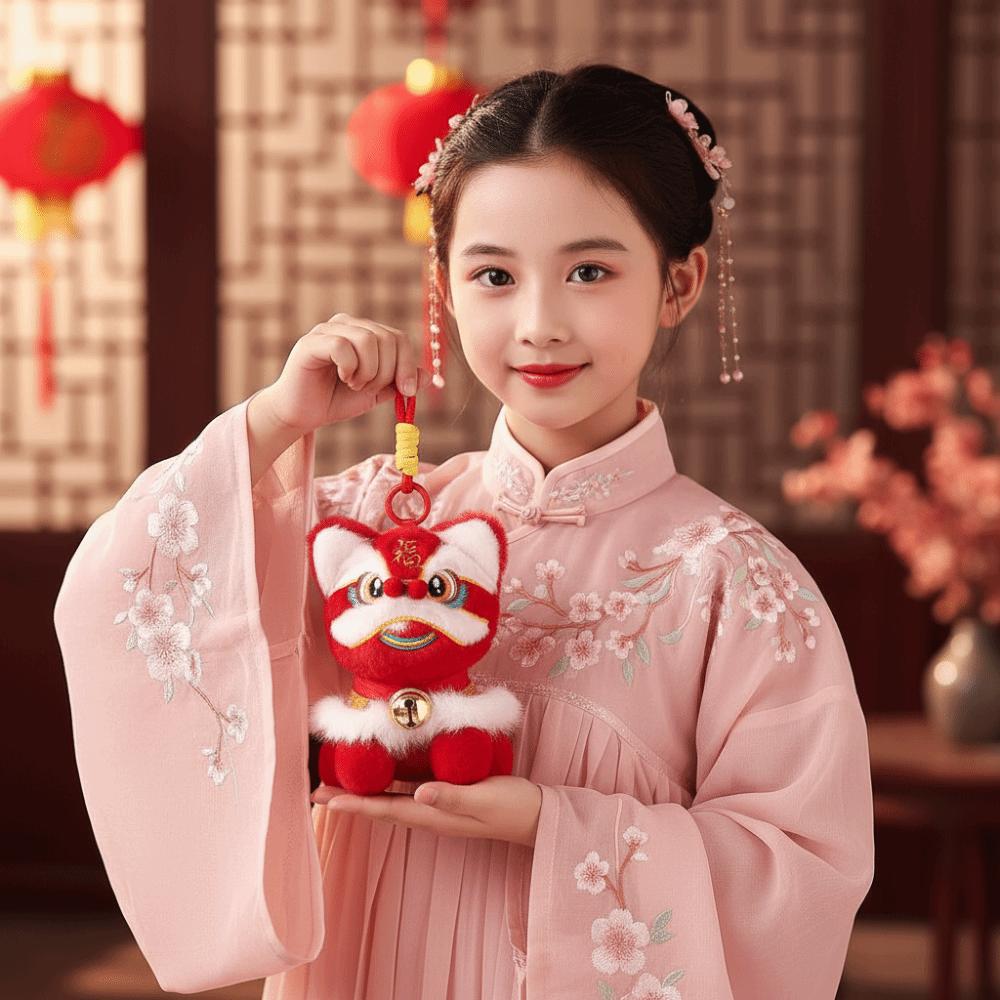 Awakened Lion Lion Dance Pendant Bell Chinese New Year Gift  Bag Hanging Accessories