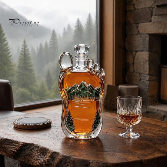 High Borosilicate Glass Bottle Sasquatch Foot Whiskey Bottle, Shaped Wine Container Decorative Liquor Decanter for Home Kitchen Bar Parties