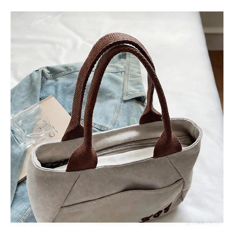 Retro Canvas Tote Bag Women's Handheld Commuter Bag Simple Casual Canvas Purse Durable Canvas Bag Perfect For Work And Daily Use
