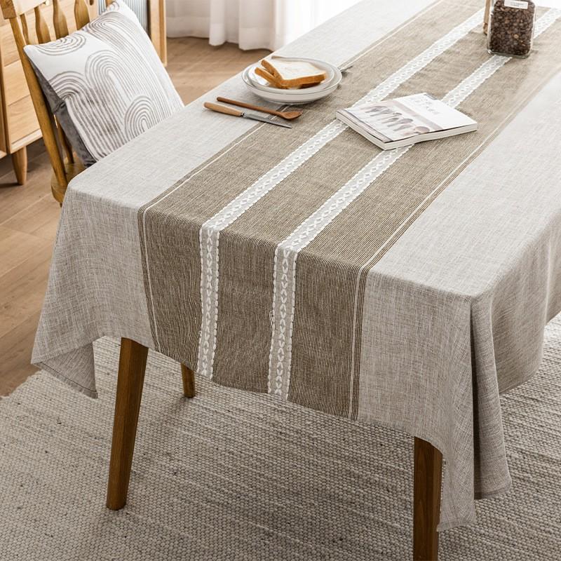 Waterproof Cotton Tablecloth With Tassel Trim Modern Minimalist Rectangle Dining Table Cover Home Cafe Market