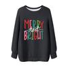 Ladies' Christmas Printed Round Neck Long Sleeved T-shirt Sweatshirt Top