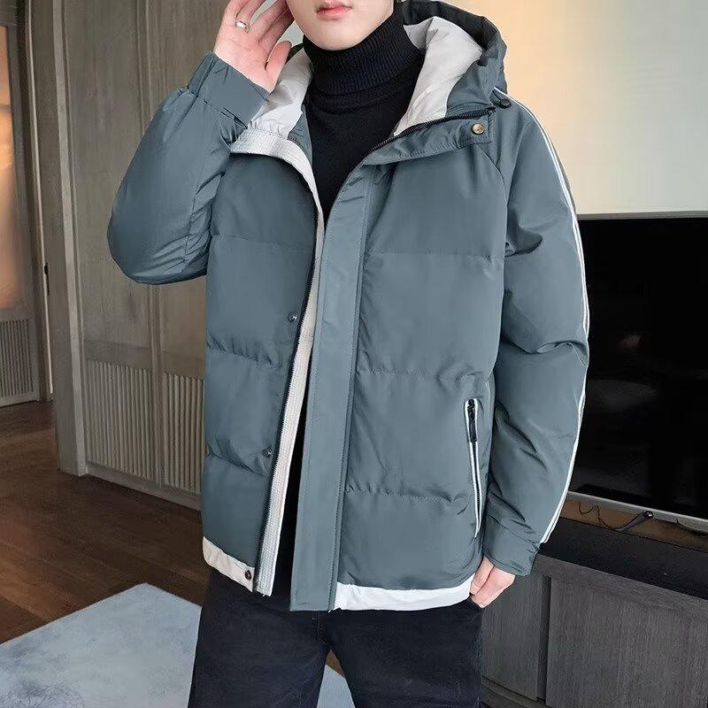 Men's Plus Size Hooded Winter Jacket - Windproof Down Cotton Coat for Youth