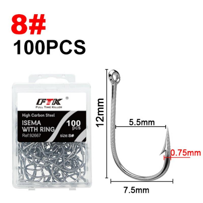 FTK Tube-Set Iseama Hooks 100pcs Boxed Saltwater Fishing With Barbs Long Cast Trolling