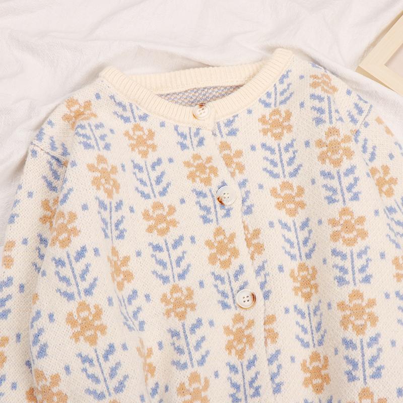 Autumn Cardigan Women Korean Winter Elegant Printed Cold Blouse Fashion Clothing Sweater Flowers Knitted Sweater Cardigan Y2K Streetwear