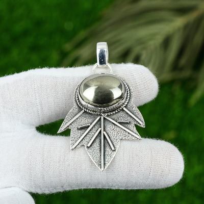 Anniversary Gift For Her Natural Pyrite Gemstone Pendant 925 Sterling Silver