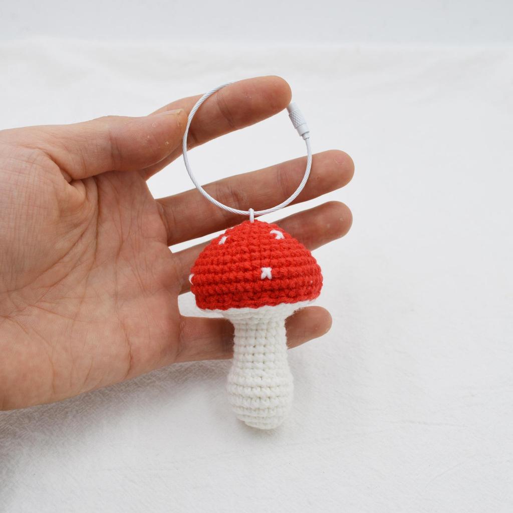 Handmade Crochet Mushroom Pendant – Exquisite Yarn Ornament & Bag Charm
