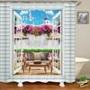 3D Window Opening Scenery Natural Landscape Printed Shower Curtain Washable Bath Curtain Bathroom Decoration With Hook Curtain