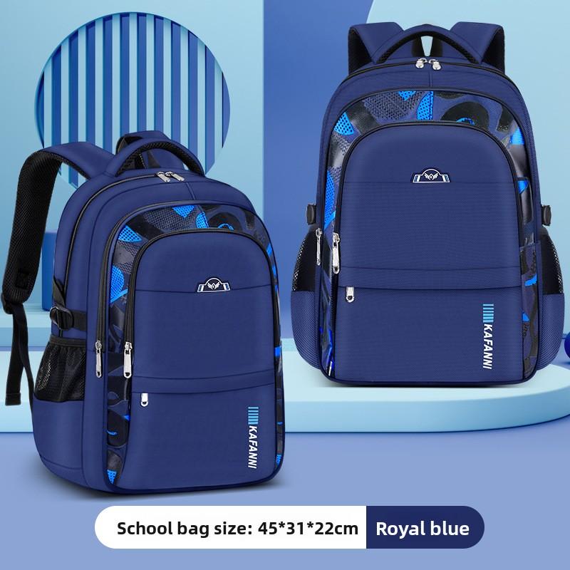 

Primary School Student Schoolbag Wear Resistant Waterproof Large Capacity Spine Protection Schoolbag Boys Solid Color Backpack