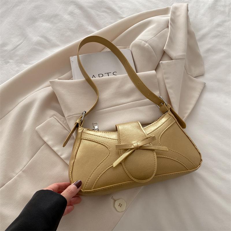 Silver small underarm bag women's 2025 new summer high-end French niche design baguette shoulder bag