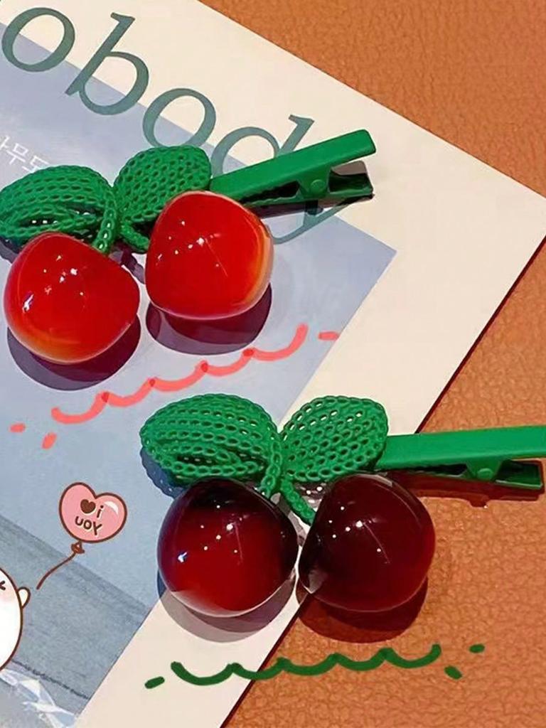 1/2 Pcs Fashion Leaf Cherry Barrettes Hair Clips For Women Girls Party Hair Accessories