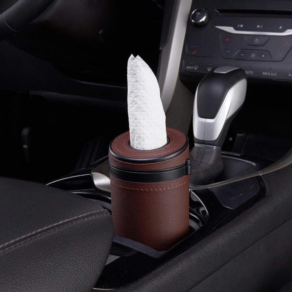 Tube, Cylinder Tissue Box ,PU Leather Round Tissues Container for Car Cup Holder