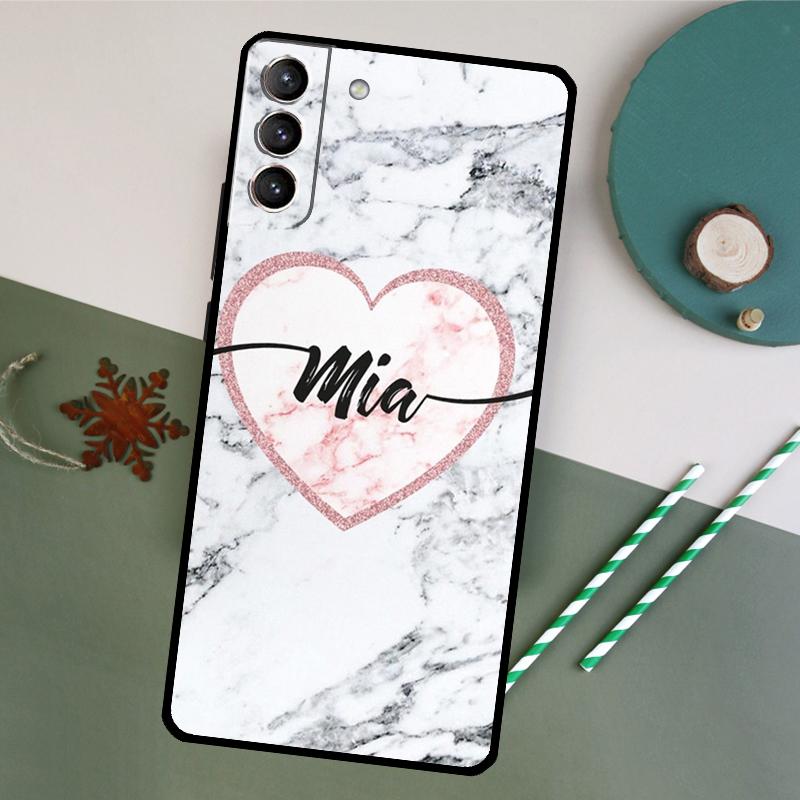Personalised Name Initial Pink Case For Samsung Galaxy S20 S21 FE S22 Plus S23 Ultra S8 S9 S10 Plus Note 10 20 Ultra Cover