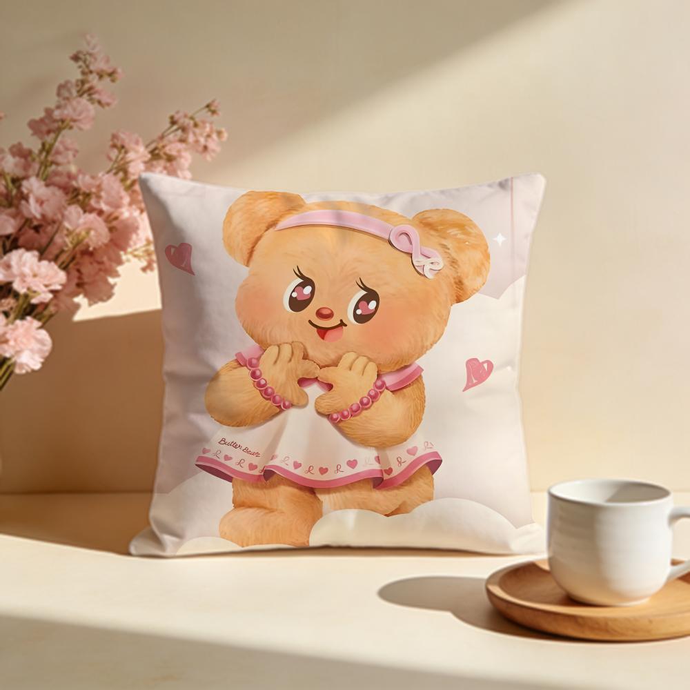 Trendy BButter Beariou Cushion Cover Stylish Washable Pillow Cover Ideal for Couch Bedroom Car Decoration