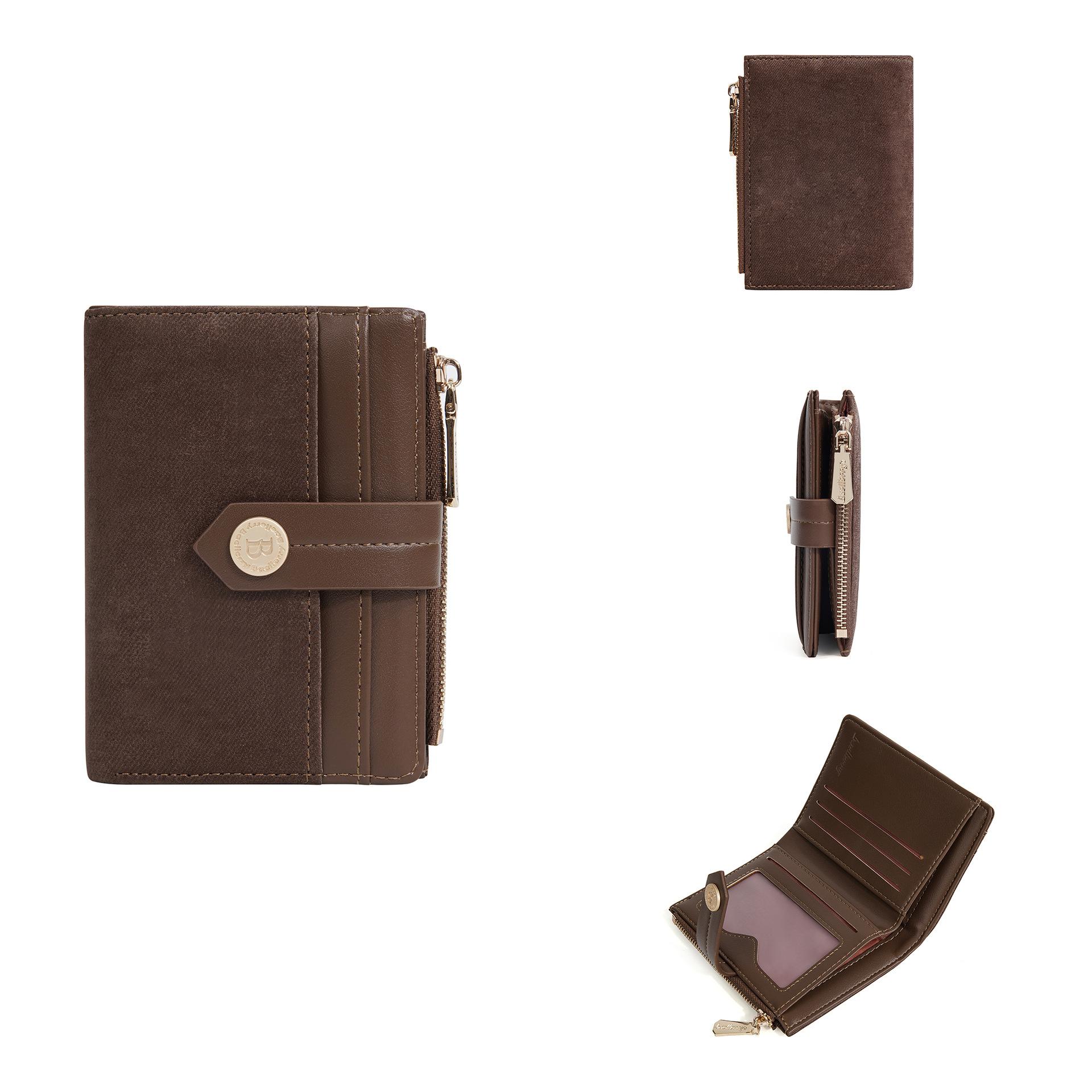 

Wallet card bag integrated women s student women s high-end short ins wind card bag zipper bag change bag one size темно-коричневого кольору
