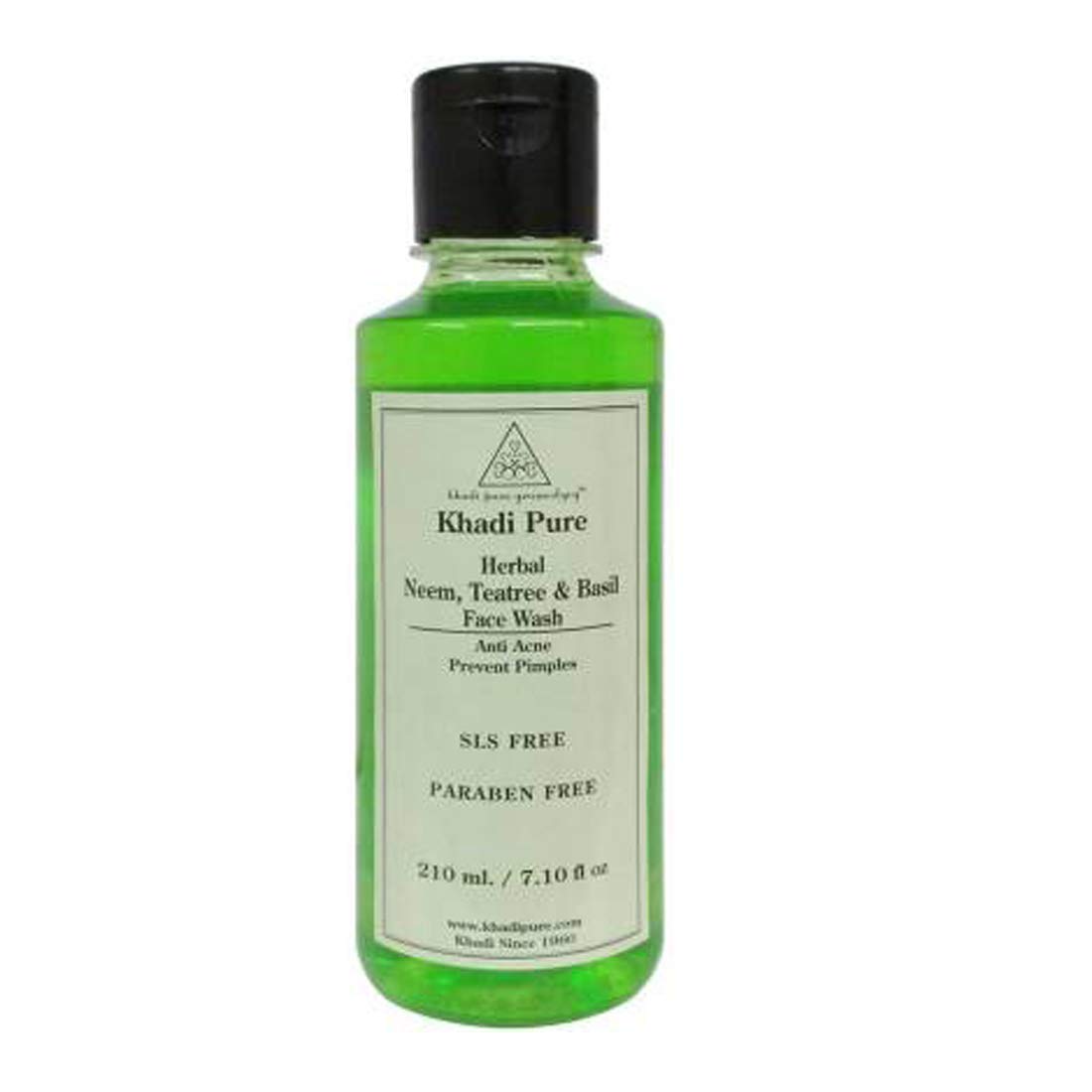 Khadi Pure Herbal Neem, Tea Tree and Basil Face Wash SLS-Paraben Free, 210 ml