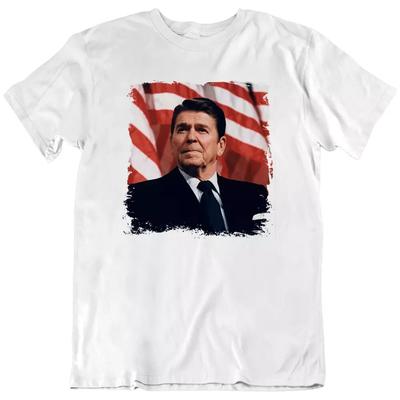 Ronald Reagan Patriotic, American Flag Republican Fan T Shirt Tee Gift New