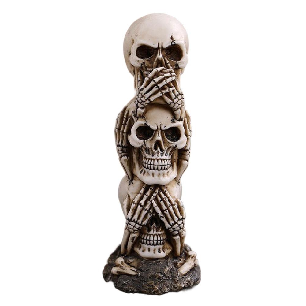 3D Skeleton Character Statues Terrifying Resin Skull Figurine  Ghost Festival