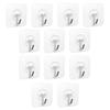 AIMOONSA Adhesive Hooks - Pack of 12 Transparent, Stainless steel/PVC, Supports Up To 5 Kg