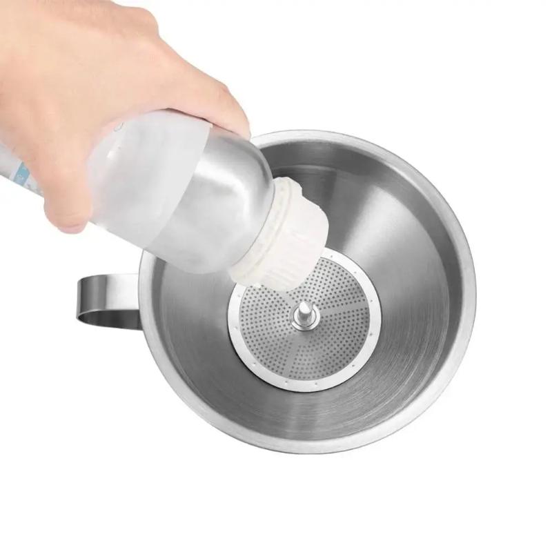 304 Stainless Steel Funnel Filter Set Rust Resistant Food Grade Wide Mouth for Kitchen Canning Liquid Transfer Home Baking Use