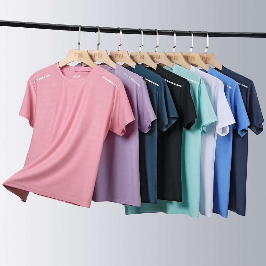 Maglietta da Corsa Riflettente da Donna ad Alta Elasticità Traspirante Asciugatura Rapida Seta di Ghiaccio Top Sportivo per l'Estate Manica Corta Fresca T-shirt Attiva