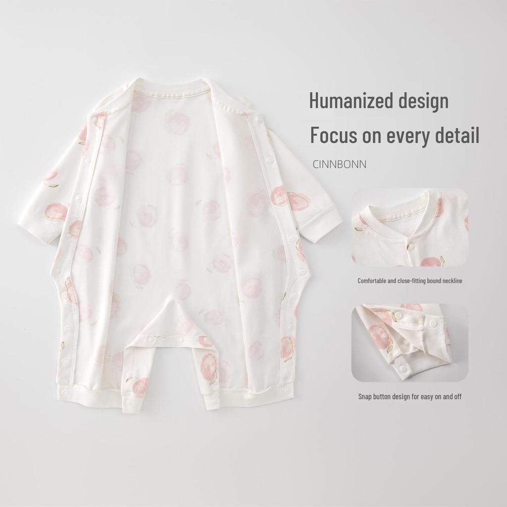 Newborn Pure Cotton Long Sleeve Bodysuit – All-Season Jumpsuit Pajamas for Crawling Babies