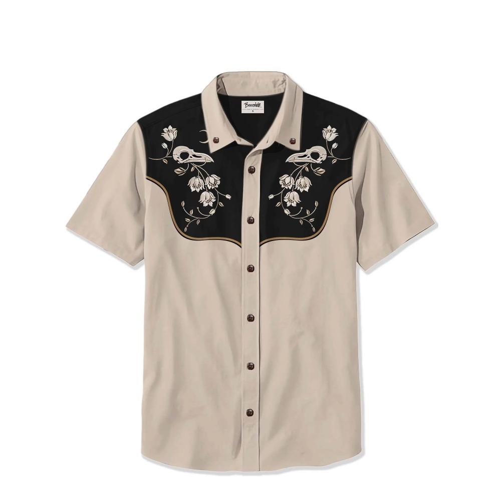 Men's Western Cowboy Style Short Sleeve Shirt Comfortable Breathable Summer Fashion Women's Shirt Top