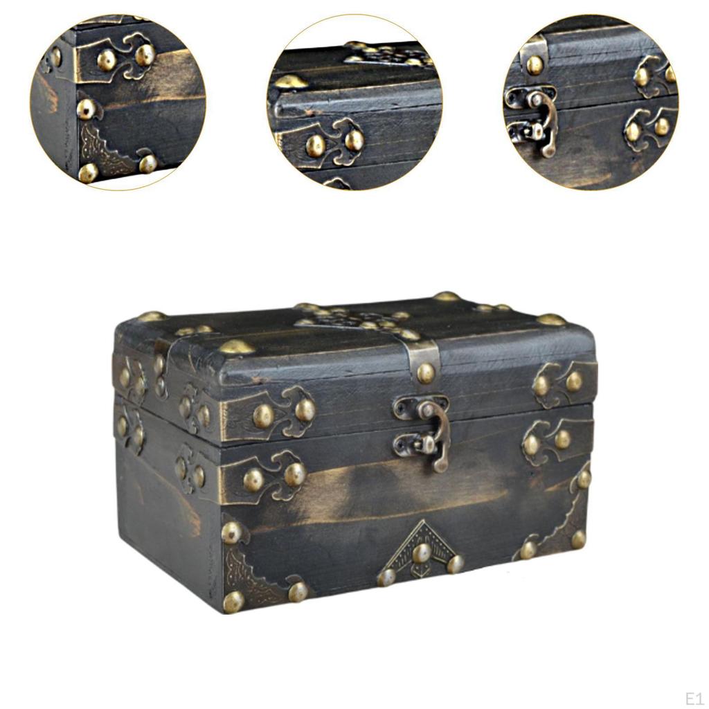 Schatzkiste im Retro-Stil Dekorativer Aufbewahrungsbehälter Multifunktion Leicht zu tragen und zu verstauen Holz