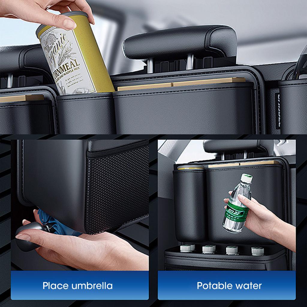 Car Trunk Organizer and Storage Detachable Seat Back Hanging Organizers Pocket Leather Car Accessories for Jeeps, SUVs, Vans