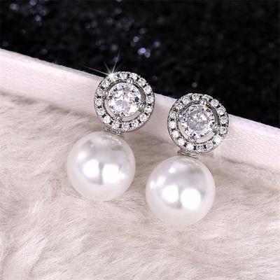 Sterling  Pearl Earrings Bride Wedding Accessories Temperament Elegant Ear Earrings New Trendy Women Jewelry