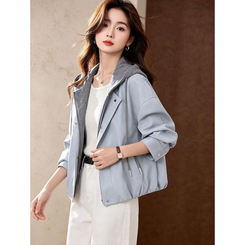 D.F.DEAR Women's Faux Two-Piece Hooded Short Jacket