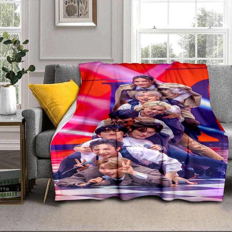 K-pop Group Poses Blanket Flannel Blanket for bed, sofa, Camping, Hiking, Picnic Essentials, gift for family Fan gifts