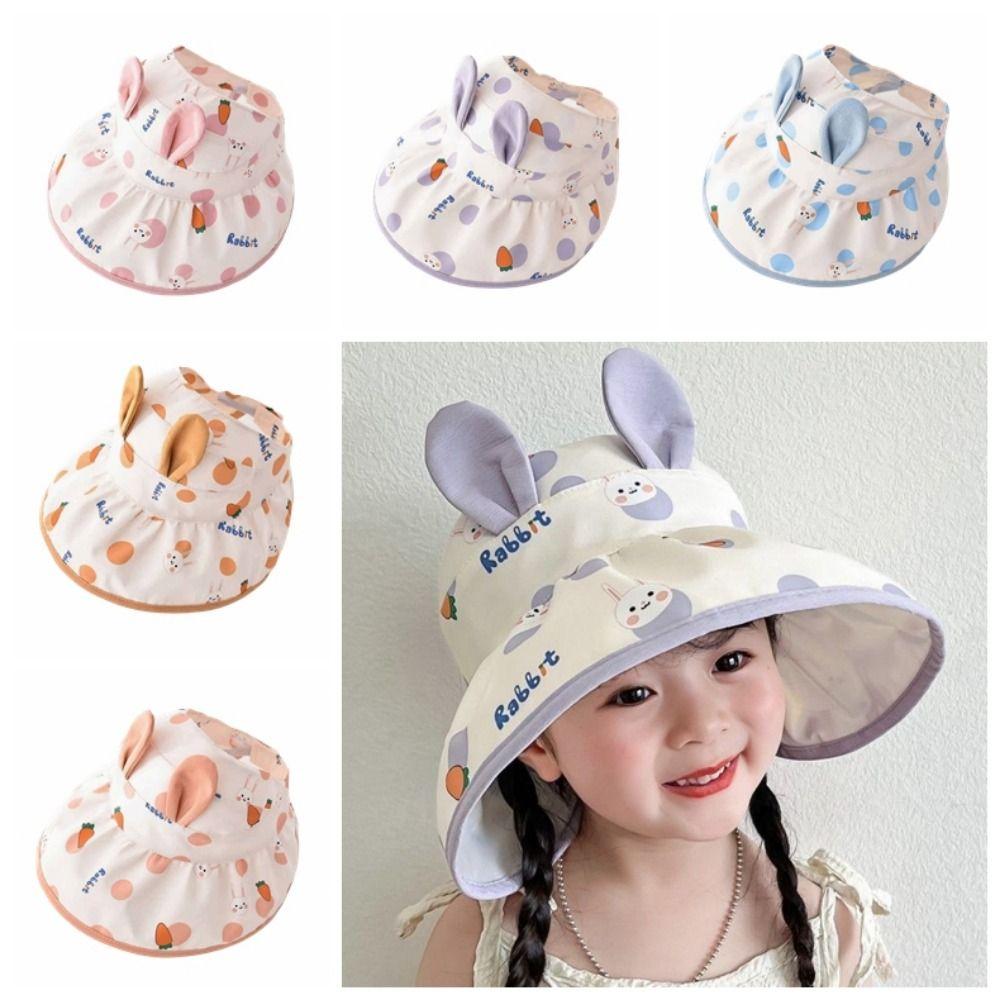 Polyester Children's Sun Hat Cartoon Print Toddler Sunshade Cap  Travel Accessories