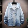 Men's Hooded Ice Silk Cooling Jacket - Chinese Style Print, Lightweight & Breathable Sun Protection