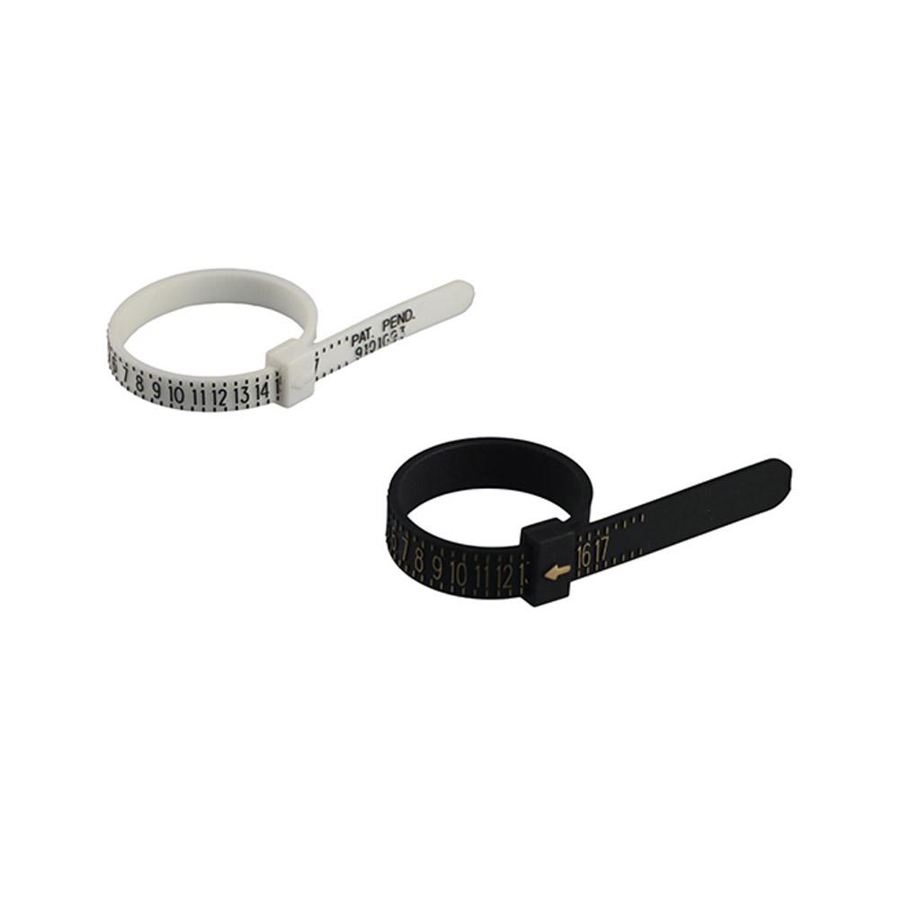 

US Sizer White Plastic Reusable Finger Measure Measure Tools Ring Sizer Jewelry Accessory black-1pc