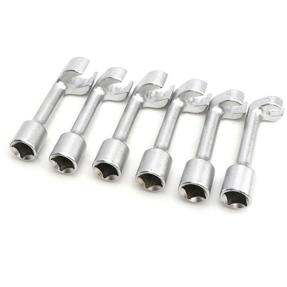 1 Set Car Diesel Fuel Injection Pipe Socket Wrench L-shaped Open Hexagon Slotted Oxygen Sensor Wrench Auto Repair Tools
