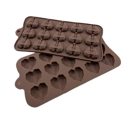 Chocolate Mold 15 Even 8 Silicone Diamond Love Mold Candy Candle Ice Mold Heart Cake Grinding Tool