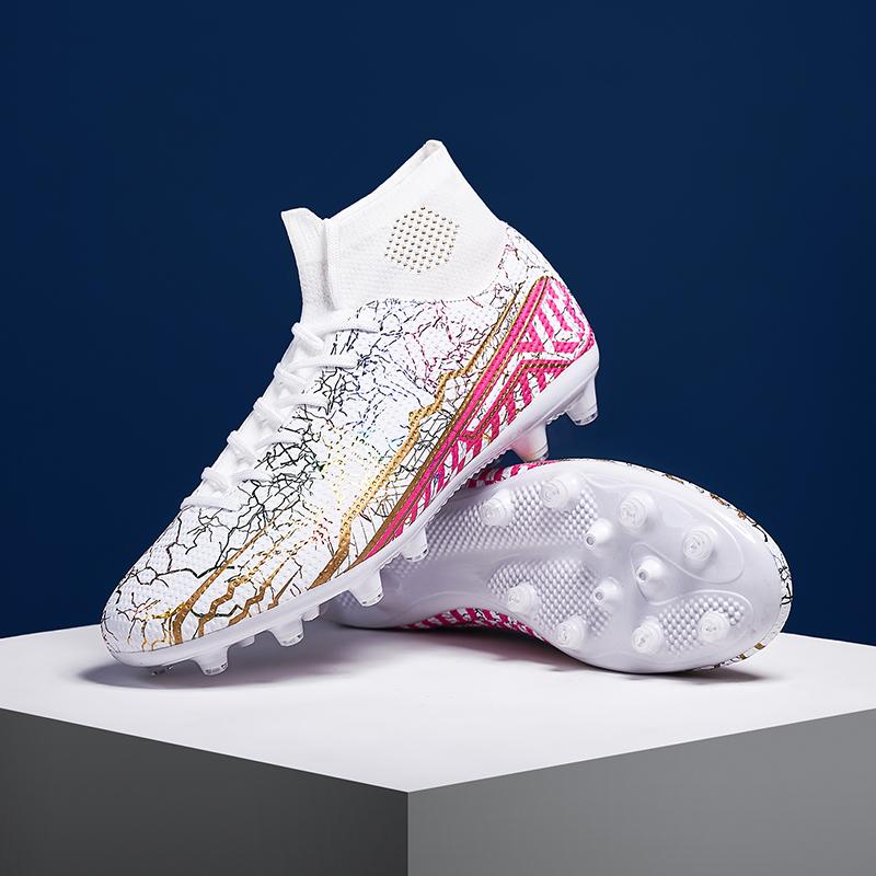 Men Football Boots Long Spikes High Ankle Soccer Shoes AG/TF Kids Outdoor Grass Cleats Soccer Boots Training Sport Football Shoes