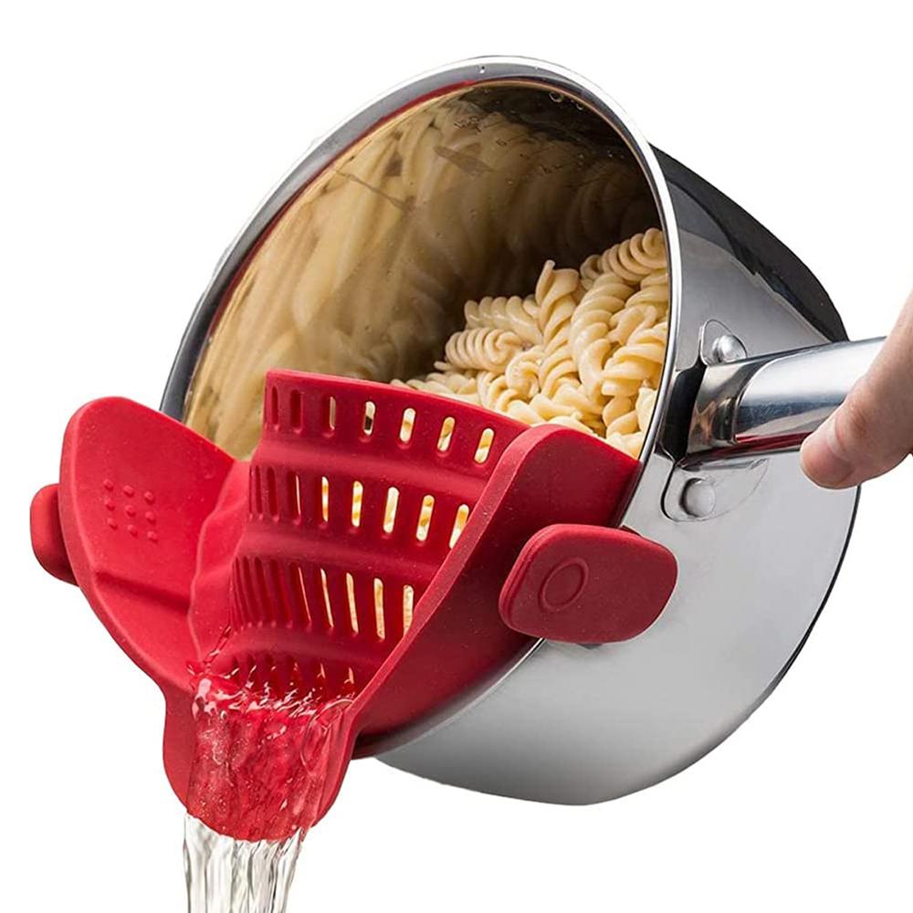 Silicone Kitchen Strainer Clip On Pots and Pans Drain Rack Pasta Noodle Vegetable Fruit Strainer Colander Kitchen Gadgets 2