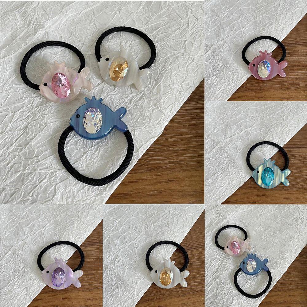 

Head Wear Acetic Acid Fish Hair Rope Crystal Elastic Hair Band Cute Ponytail Holder Female