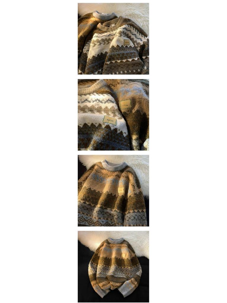 Men's Retro Casual Thick Sweater - Round Neck, Autumn/Winter Style