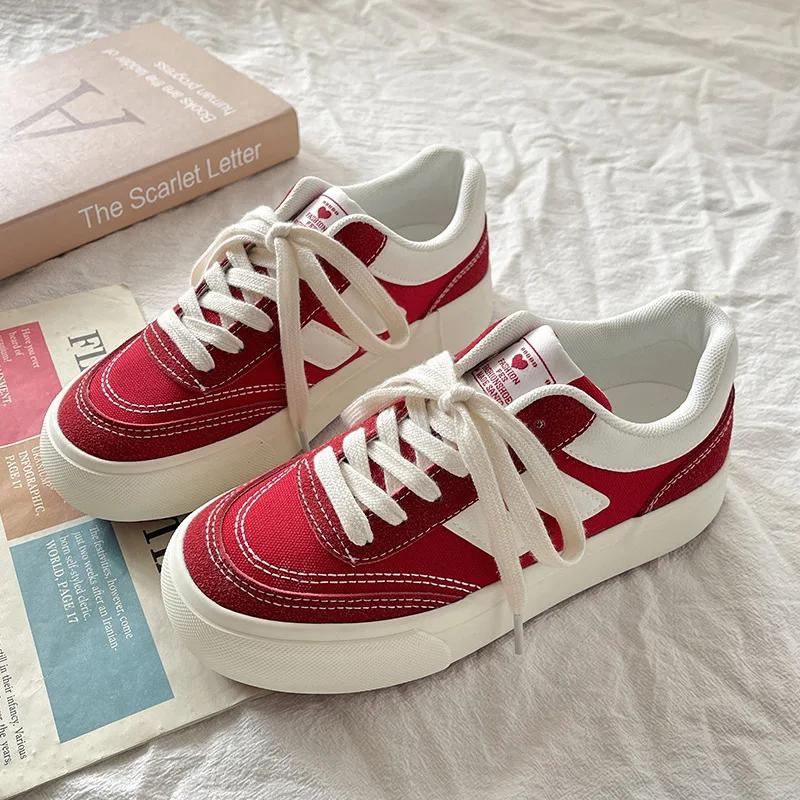 Women's Sneakers Trendy Versatile Casual Shoes Breathable Canvas Shoes for Women Platform Vulcanized Shoe Tennis Training Shoes