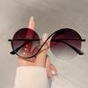 Oversized Round Sunglasses  New In Women Stylish Vintage Semi-rimless Outdoor Shades Trendy Brand Design Sun Glasses