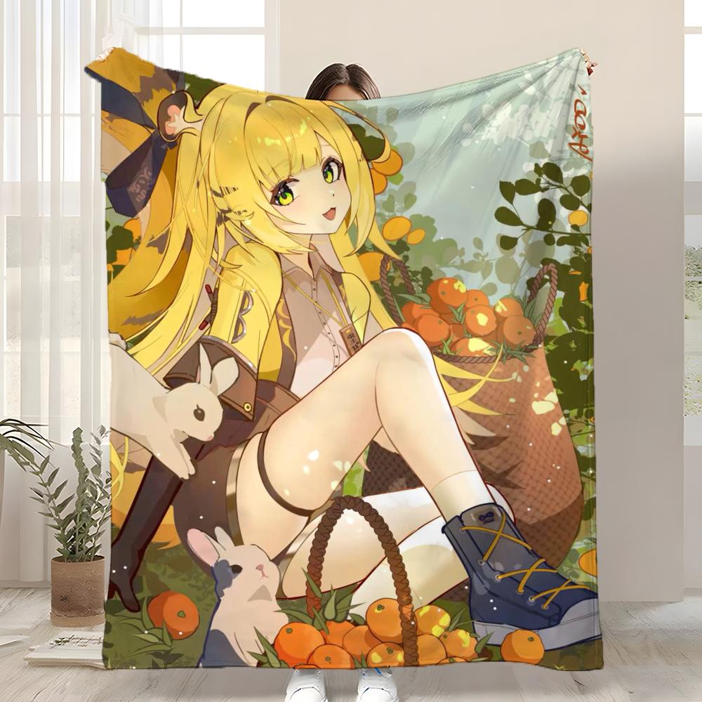 Game Zenless Zone Zero Ju Fufu Throw Kid-Friendly Flannel Throw Blanket Soft Warm Anti-Static Washable All Season