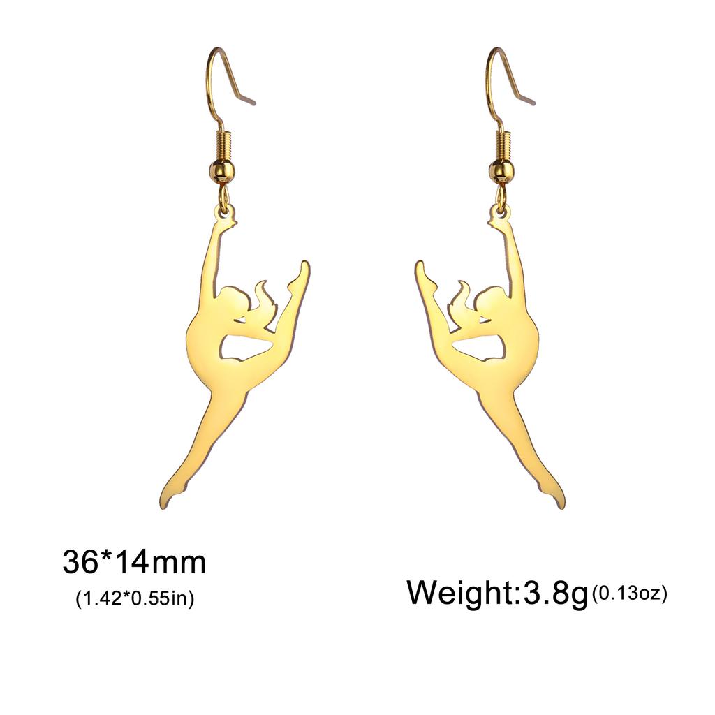 Cazador Stainless Steel Gymnast Yoga Drop Earrings Gold Color Jewelry Earrings for Women 2026 Trending Birthday Mother Day Gift