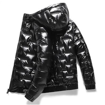 Warm Winter Cotton-padded Jacket for Men Glossy Stylish Anorak Hooded Coat for Youth and Teens Withstanding Cold Wind Coats