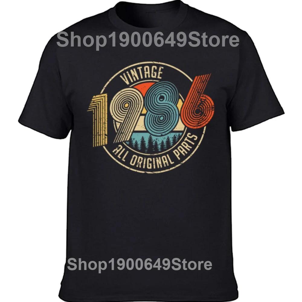 Funny Vintage 1986 All Original Parts Birthday Gifts T Shirts Tee Tops Round Neck ShortSleeve Tshirt Casual Basic Tshirts