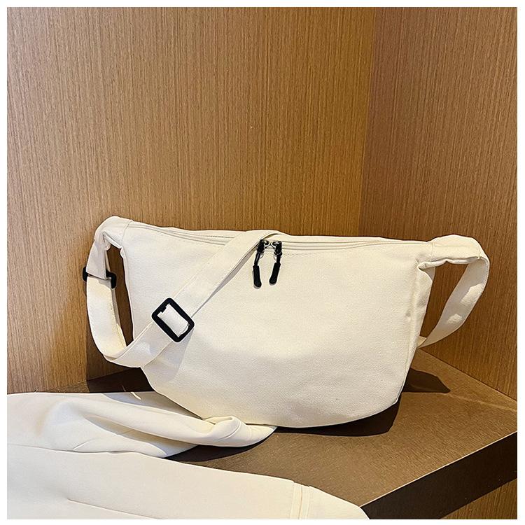 Canvas Bag Women New Korean Style Minimalist Student Instagram Hong Kong Style Shoulder Crossbody Bag Messenger Bag