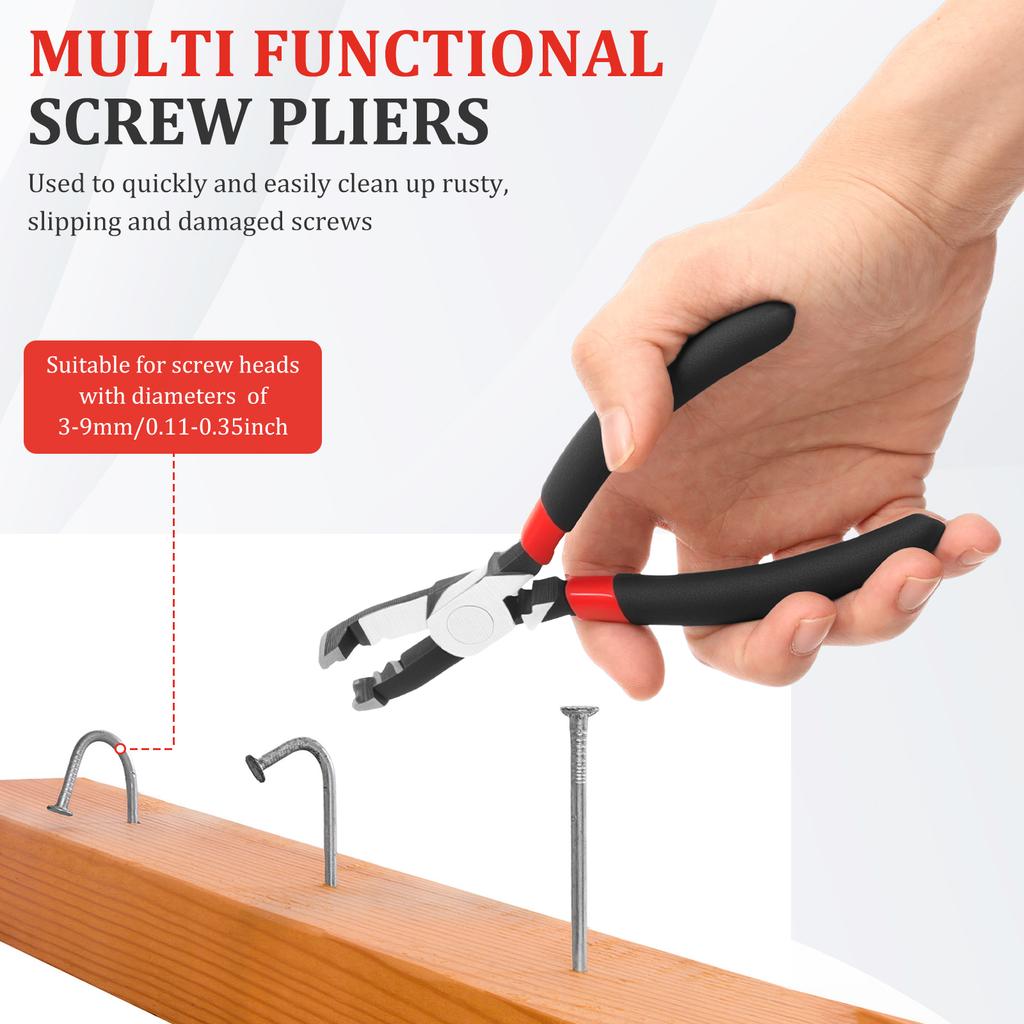 Screw Remover Pliers High Carbon Steel Extraction Pliers Unique Non-Slip Jaws Combination Pliers Wire Cutter Crimping Tool