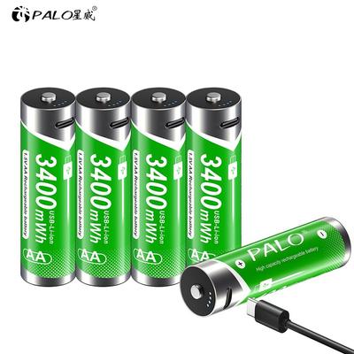 New AA USB Rechargeable Lithium Ion Battery 1.5V AA 3400mWh Li-ion Battery for Toy Watch MP3 Player Thermometer Keyboard