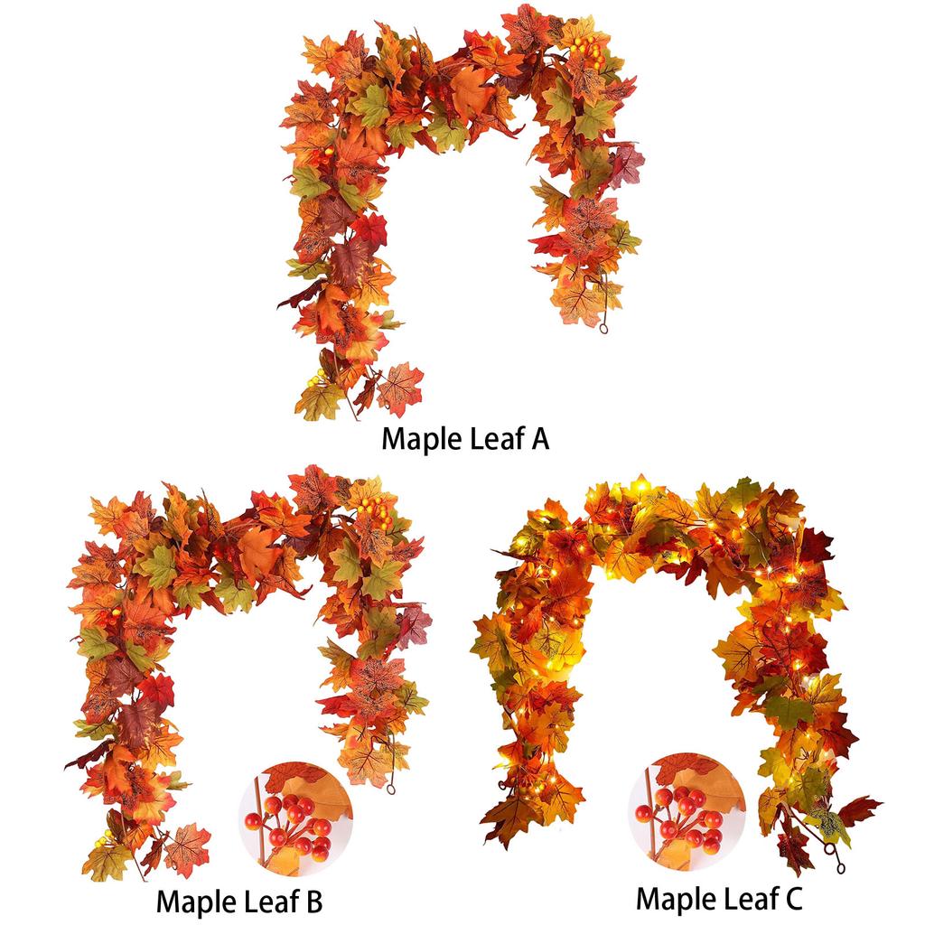 Fall Maple Leaf Garland Waterproof Hanging Vine Decorative Garland Multi-Purpose Simulation Maple Leaf Rattan for Home Wedding